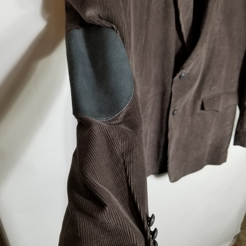CCC Western Wear Sport Coat Mens 48L Corduroy Cotton Jacket Elbow Pads Dark Gray - Picture 2 of 8